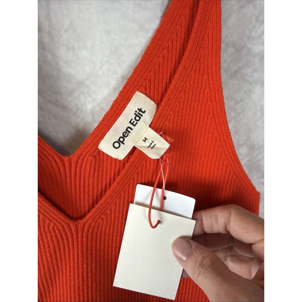 Open Edit Womens Orange V Neck Sleeveless Cropped Tank Top Size M NEW - Picture 3 of 6